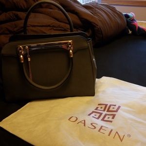 Dasein Purse Grey Faux Leather Satchel